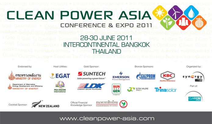 Ministry of Energy of Thailand supporting Clean Power Asia 2011 event this month