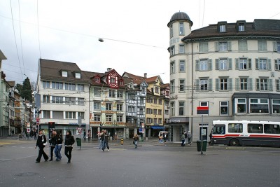 Drilling rig arriving on site of project in St. Gallen, Switzerland