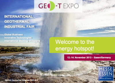 Geo-T Geothermal Expo, Germany, Nov. 12-14, 2013