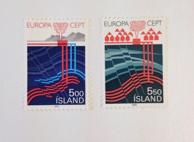 Beautiful geothermal post stamp from Iceland of 1983