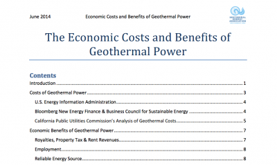 Geothermal power costs and benefits covered in new GEA report