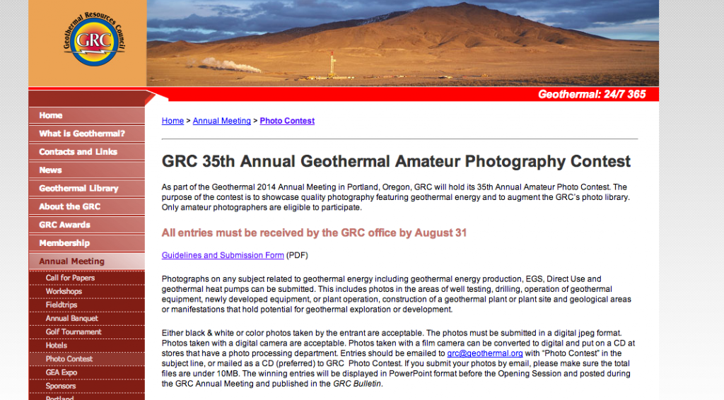 Annual GRC Amateur Geothermal Photography Contest