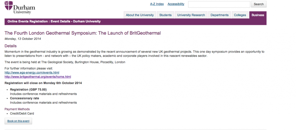 4th London Geothermal Symposium on Monday 13th of October 2014