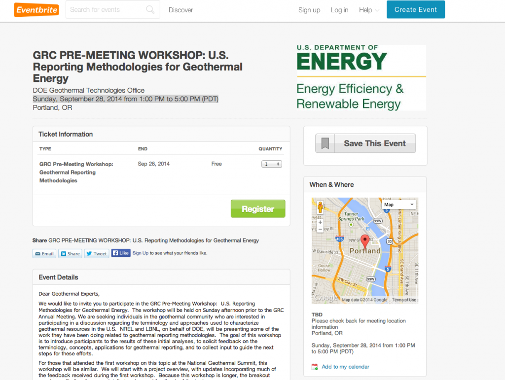 Workshop: U.S. Reporting Methodologies for Geothermal Energy