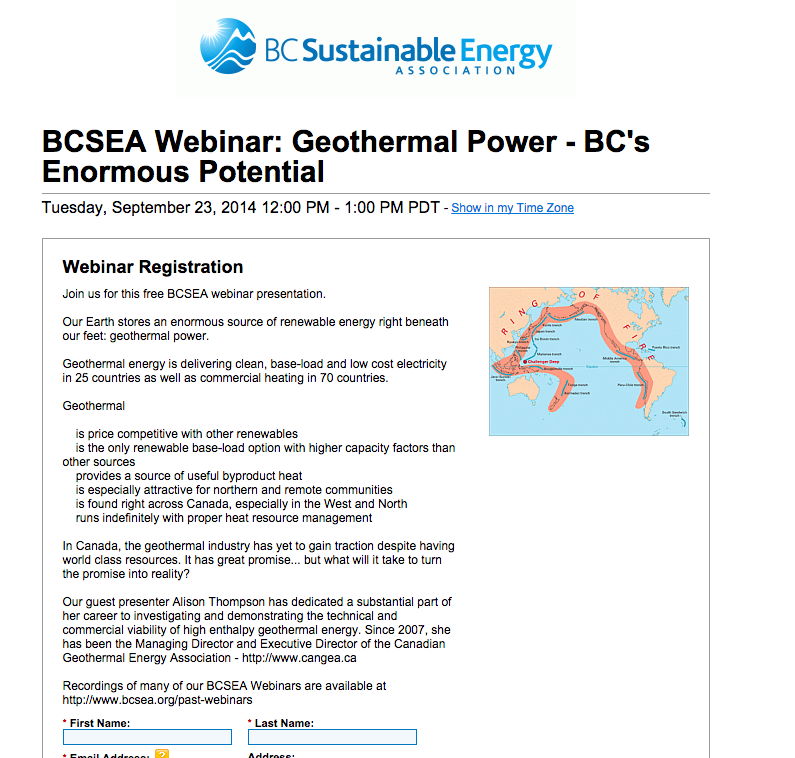 Webinar on geothermal potential of British Columbia, Canada