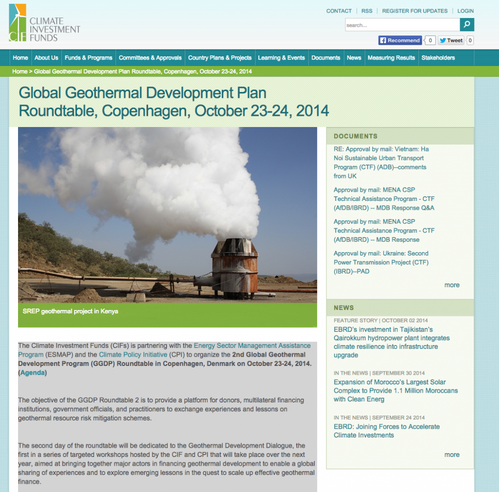 Global Geothermal Development Plan Roundtable, Copenhagen Oct. 23-24, 2014