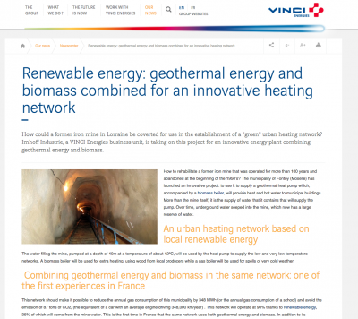 Innovative plant to combine geothermal and biomass for heating in France