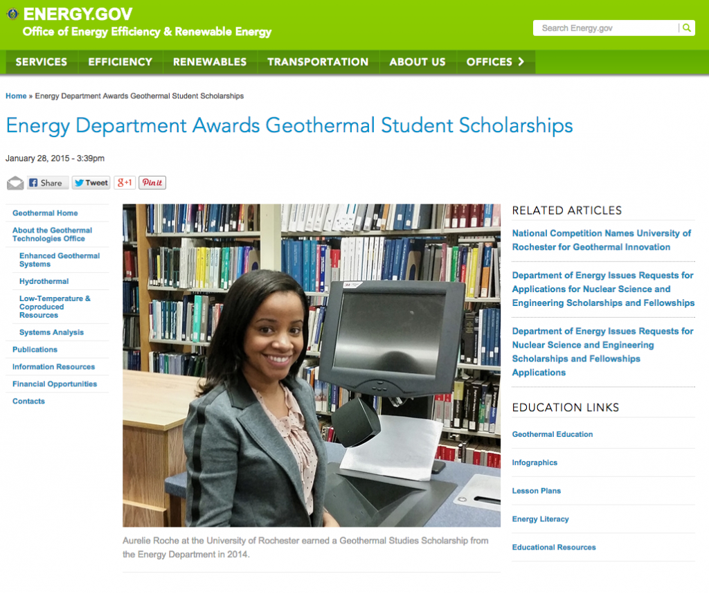 Recipients of U.S. DOE geothermal student scholarships