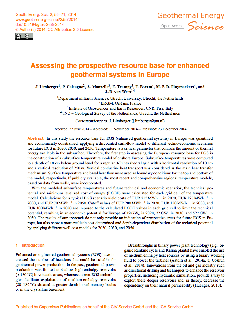Assessment of prospective resource base for EGS in Europe