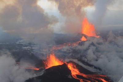 Great drone video coverage from Icelandic volcano