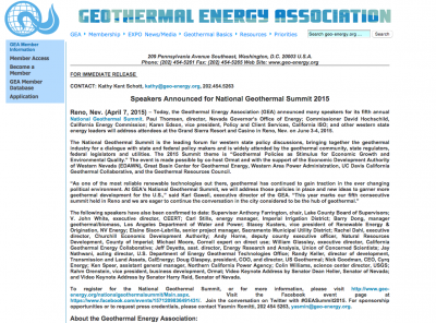 U.S. National Geothermal Summit 2015 – speakers announced