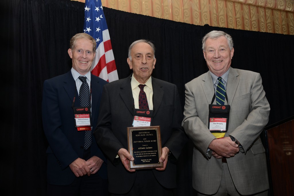 GRC Geothermal Pioneer Award 2015 for Prof. Alfredo Lahsen, Chile