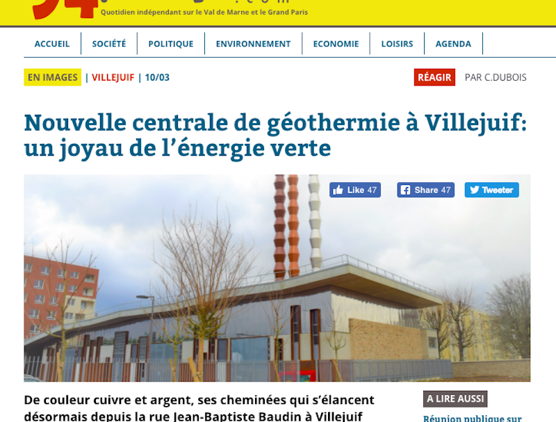 New geothermal heating plant started operation in Paris, France