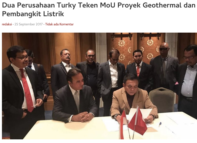 Investments of up to $1bn on the table for geothermal project in Aceh
