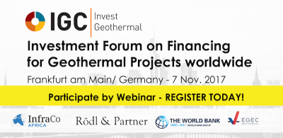 Webinar option for IGC Invest Geothermal – Finance Forum, November 7, 2017