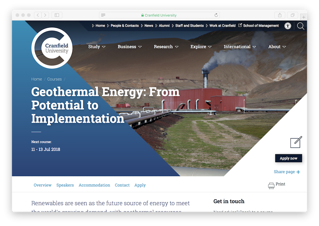 Course: Geothermal Energy – from potential to implementation, 11-13 July 2018