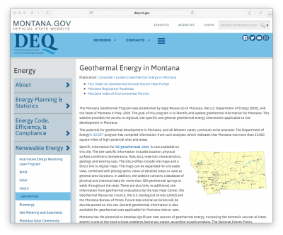 Geothermal Energy in the State of Montana/ U.S. – information website