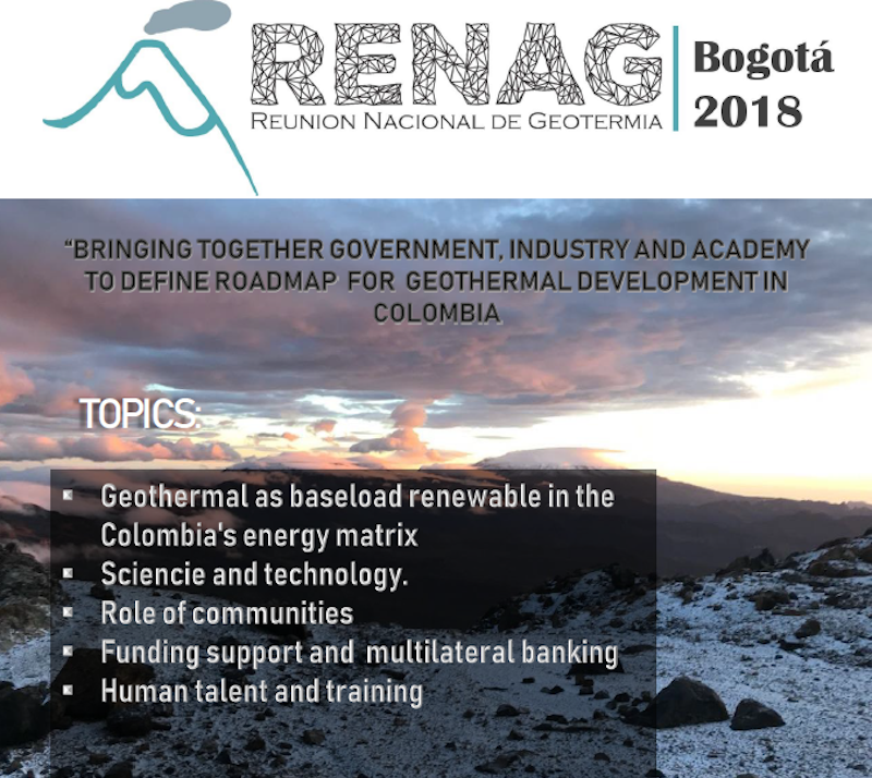 3rd Colombian National Geothermal Meeting (RENAG), Bogota, 11-15 Dec. 2018