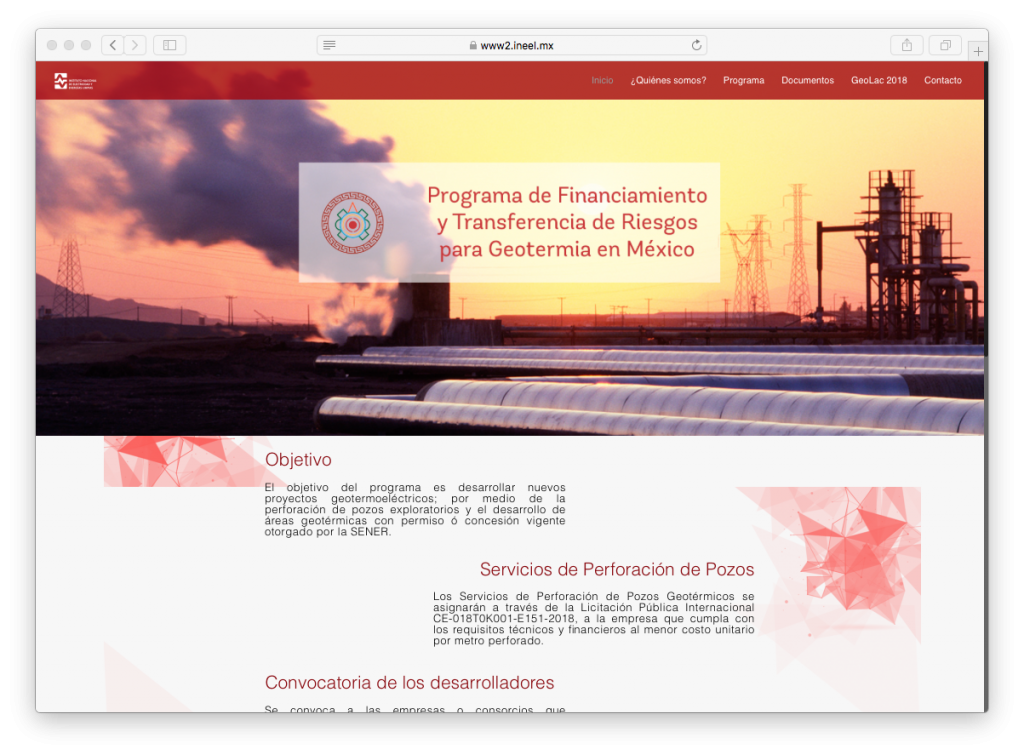 Call for Developers seeking support under Mexican geothermal risk transfer and financing program