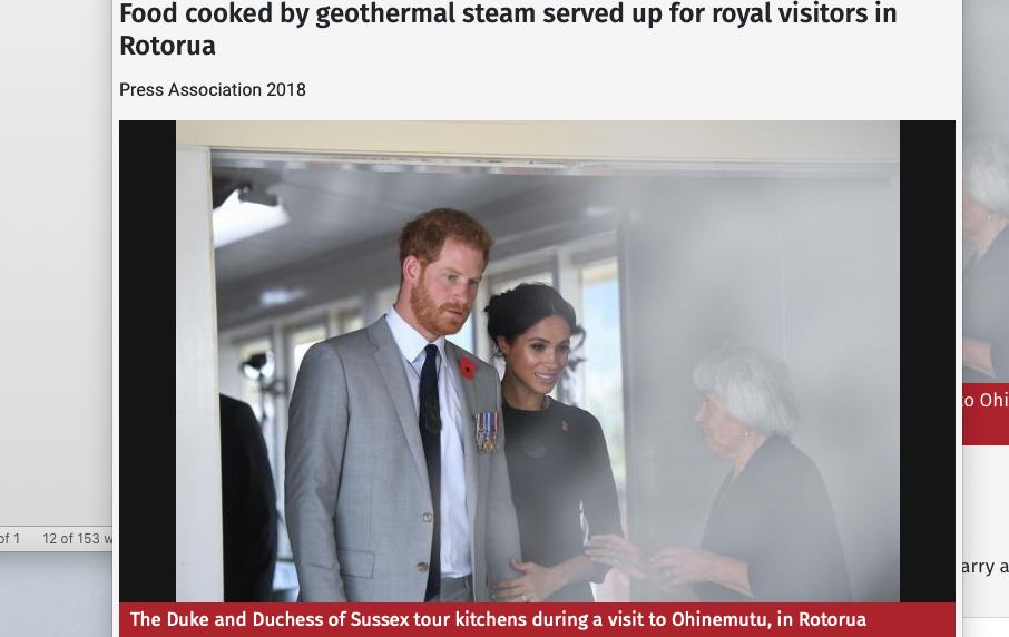 Prince Harry and his wife Meghan exploring geothermal cooking in Rotorua, New Zealand