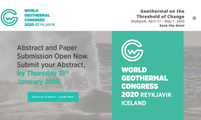 World Geothermal Congress 2020 – 2 days to submit your Abstract