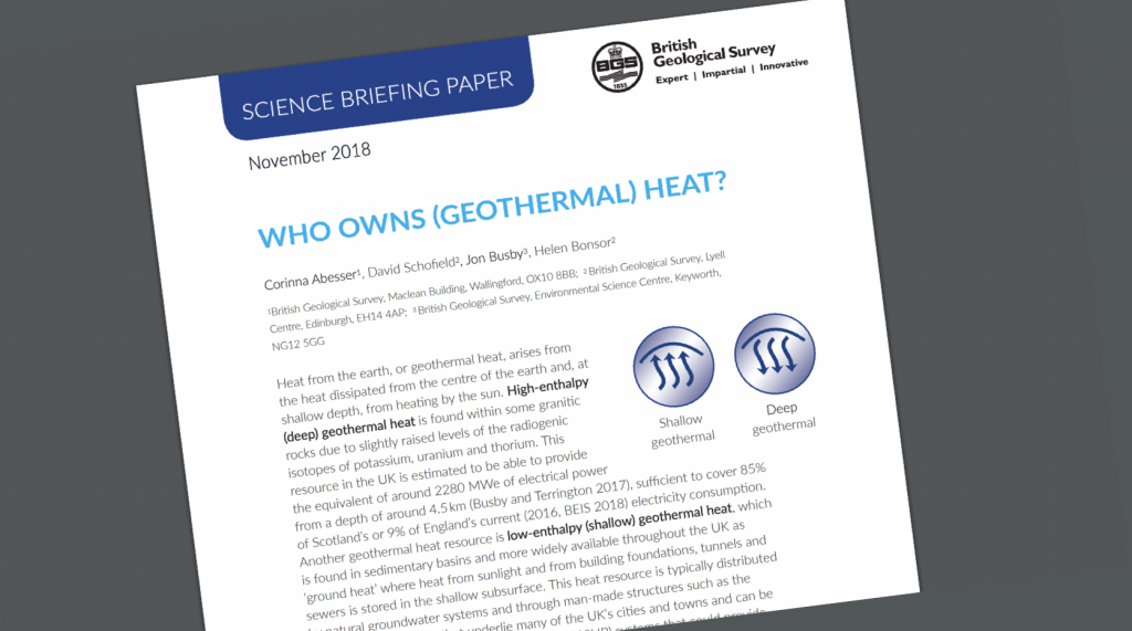 British Geological Survey releases policy position on ownership of geothermal heat