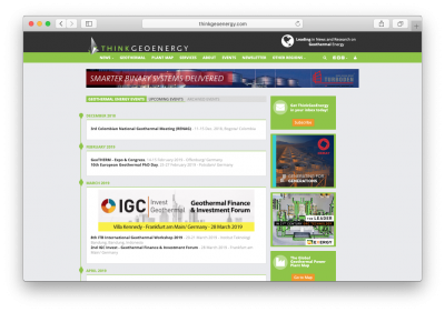 ThinkGeoEnergy – Calendar of Global Geothermal Energy Events