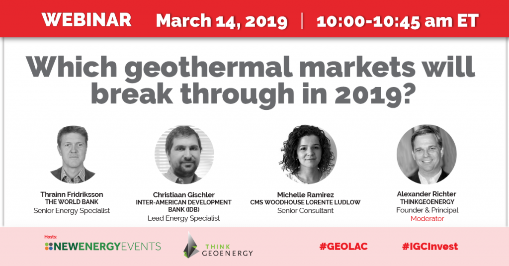 Webinar: Which geothermal markets will break through in 2019? – 14 March 2019