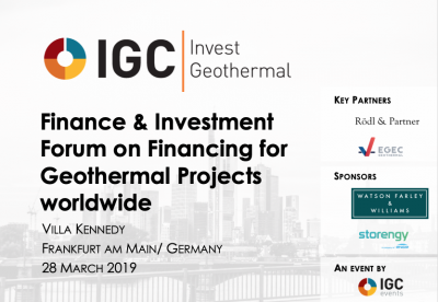 2nd IGC Invest Geothermal Finance Forum, 28 March 2019 – less than 3 weeks away