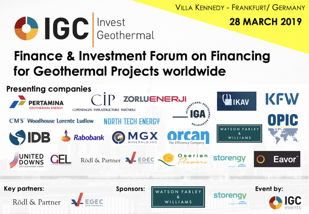 Final program released for IGC Invest Geothermal – 28 March 2019
