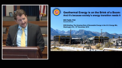 Presentation by Will Pettitt, of GRC in renewable energy briefing in U.S.