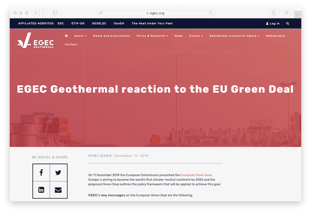 European Green Deal must look to heat sector and geothermal energy