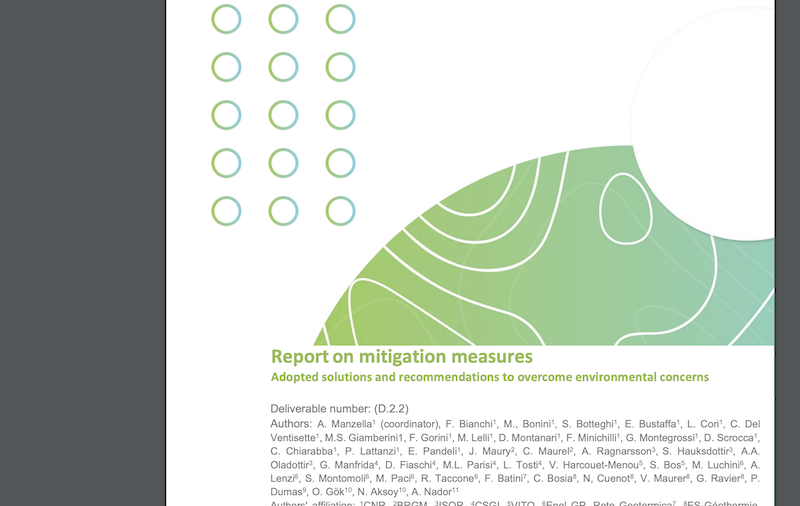 Report on environmental mitigation measures for geothermal development