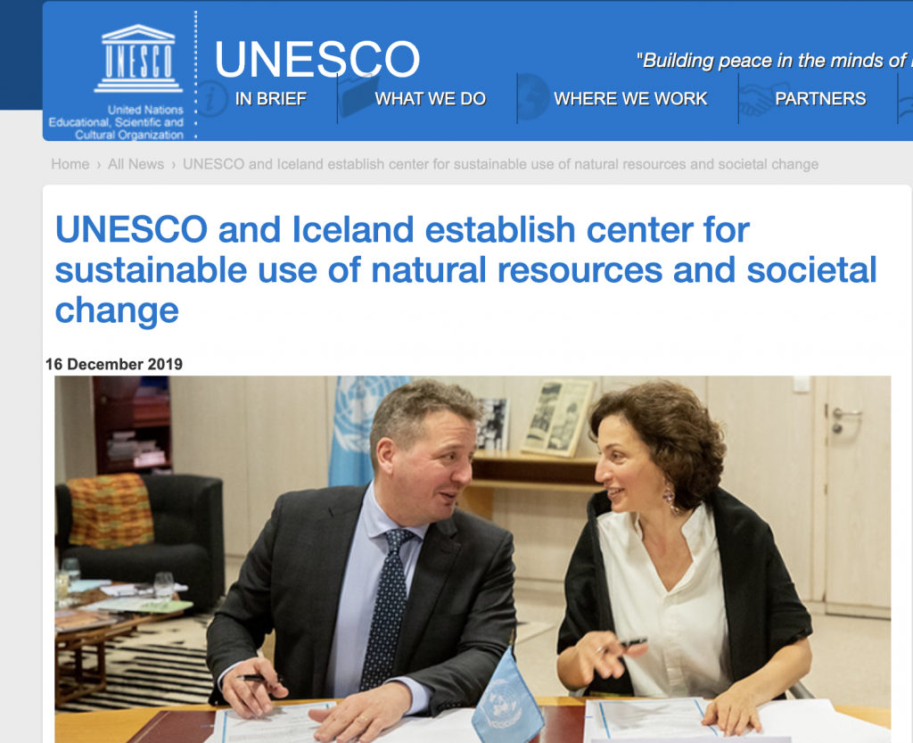 Iceland and UNESCO establish Int’l Center for Capacity Development, incl. geothermal