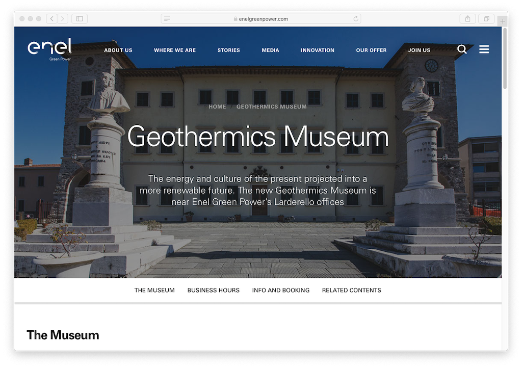 Enel launches new multi-lingual website for geothermal museum at Larderello, Italy