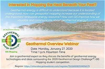 Webinar – Geothermal Design Challenge/ GIS Mapping – 27 Jan. 2020