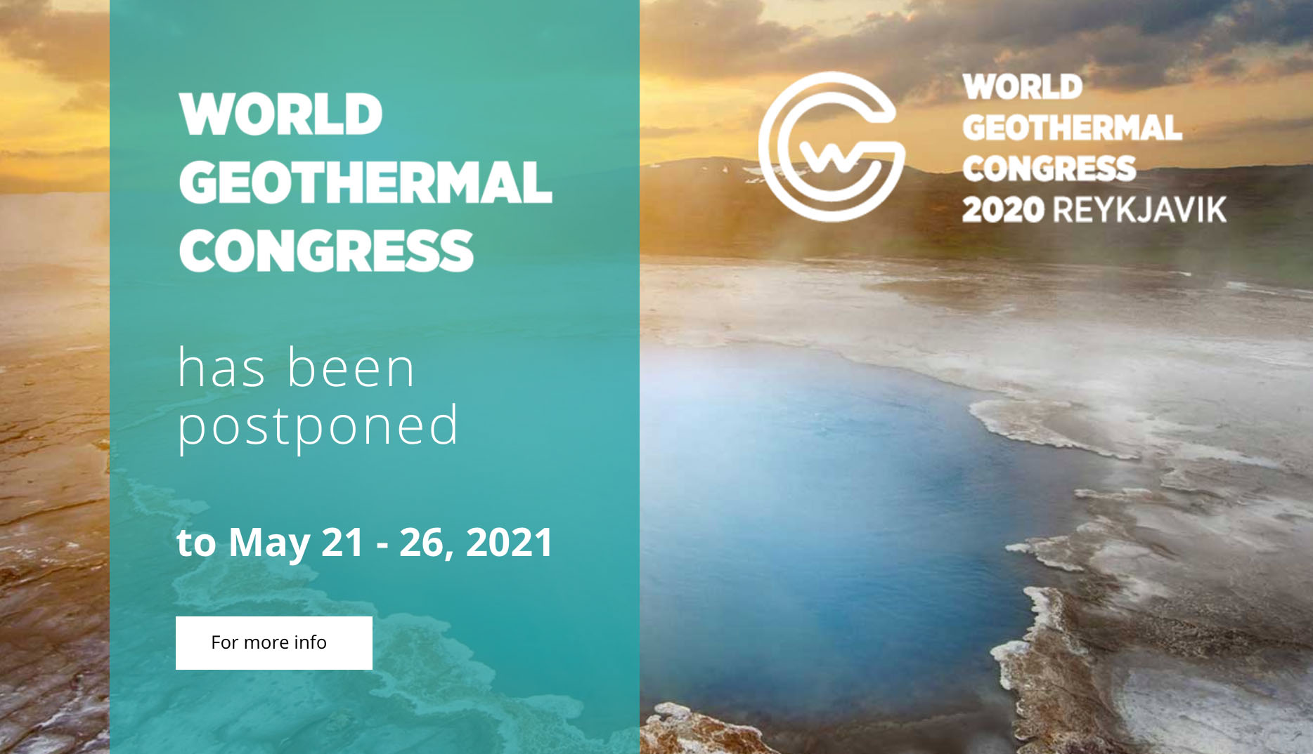 World Geothermal Congress 2020 postponed to 2126 May 2021