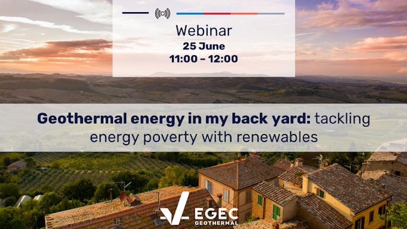 Webinar – Geothermal energy in my back yard: tackling energy poverty with renewables, June 25, 2020