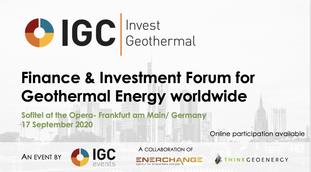 IGC Invest Geothermal, Frankfurt/ Germany & Online – September 17, 2020