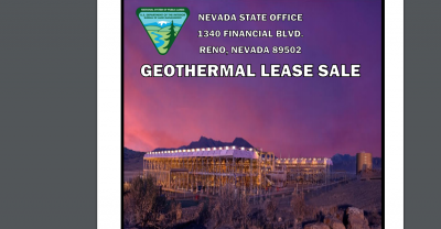 BLM announces geothermal lease sale for 18 parcels on October 20, 2020