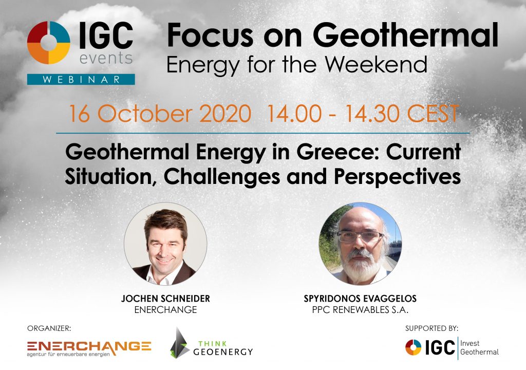 Webinar – Geothermal Energy in Greece, an overview & outlook, 16 Oct. 2020