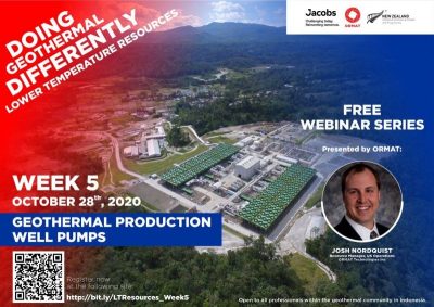 Webinar – Geothermal Production Well Pumps, Lower T Fields, Oct 28, 2020