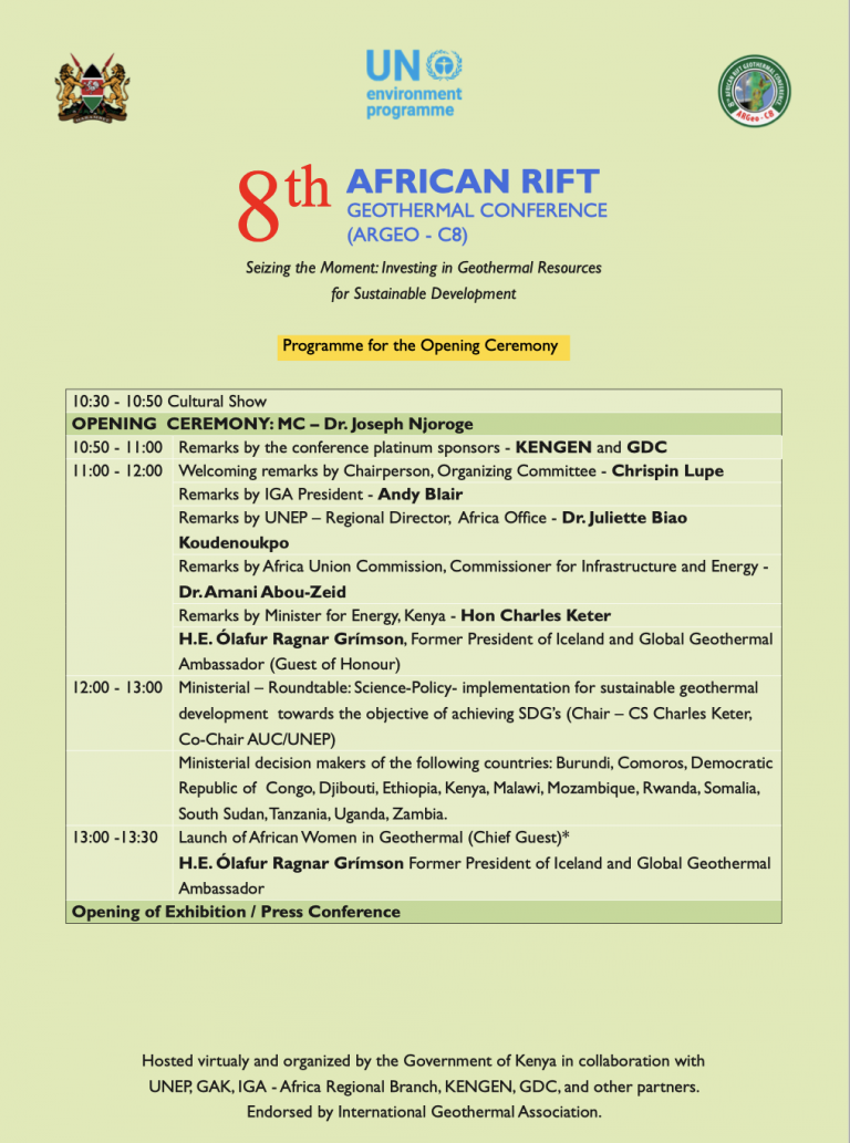 Draft Program released for African Rift Geothermal Conference ARGeo-C8 ...