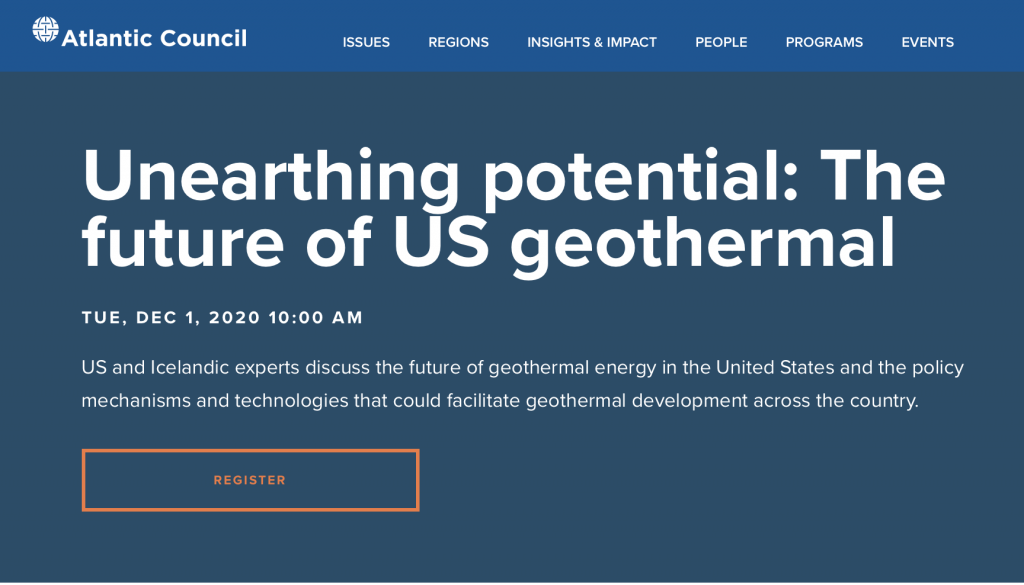 Webinar – Unearthing potential: The future of US geothermal – Dec. 1, 2020