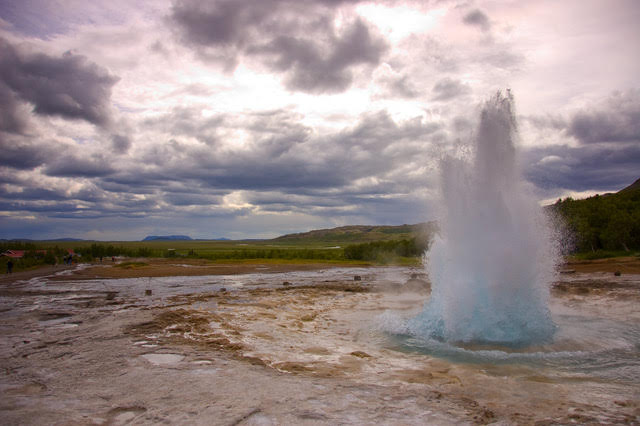 Strokkur geyser in Iceland erupting in Thingvellir National Park