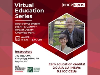 Online course on heat pump systems with Jay Egg, April 12, 2021