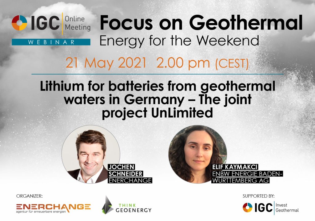 Webinar – Lithium from geothermal in Germany, May 21, 2021