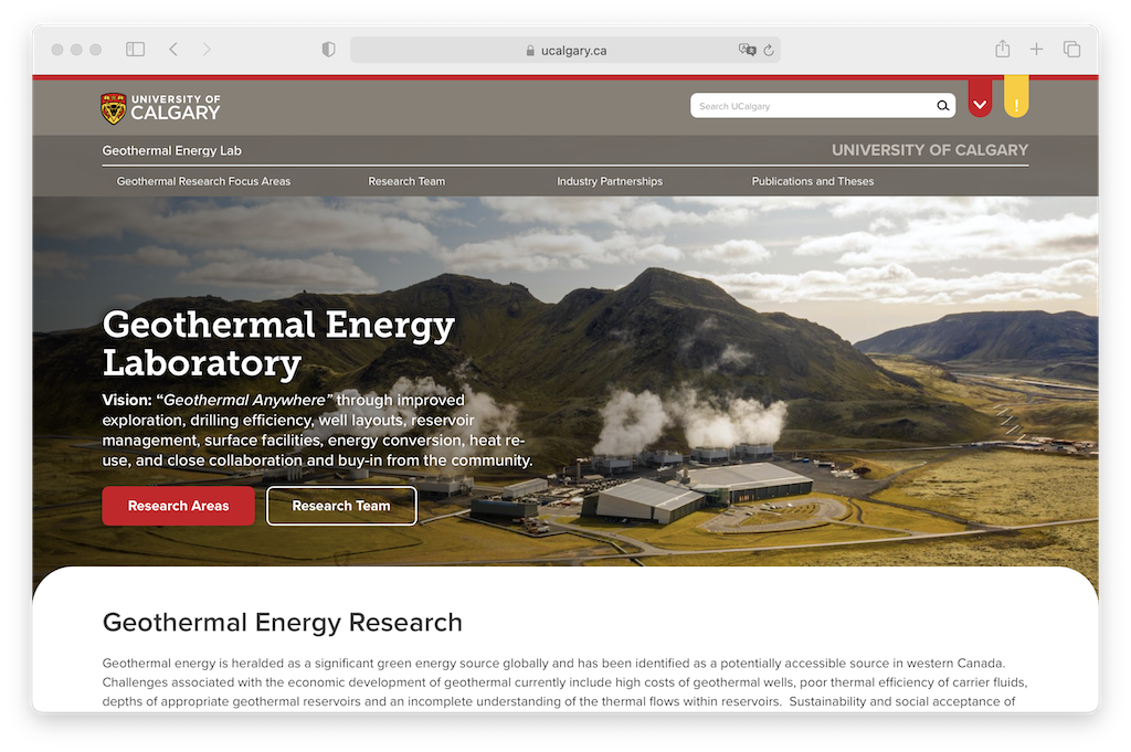 University of Calgary establishes Geothermal Energy Lab