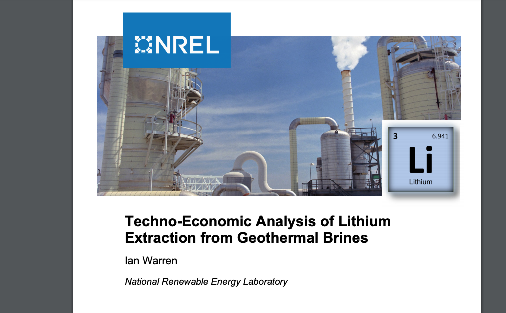 Report – Techno-economic analysis geothermal Lithium extraction