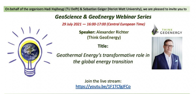 Webinar – Geothermal in global energy transition, July 29, 2021